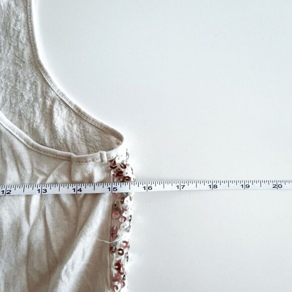 Express Womens Dreamweight Cotton Sequin Tank Tops Scoop Neck Beige Medium - Picture 6 of 6